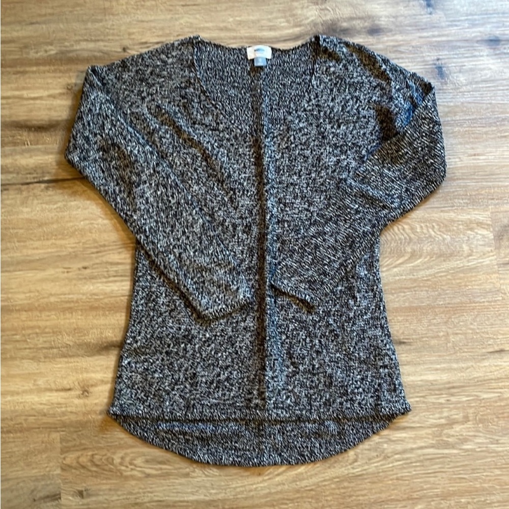Old Navy Heather White & Black V-neck Long Sweater